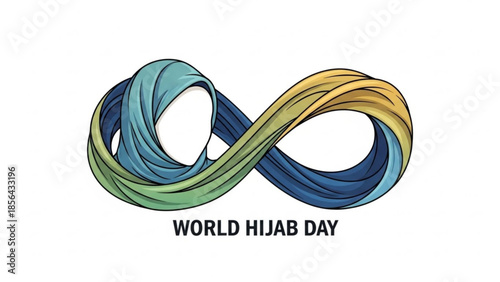 World hijab day symbol with colorful infinity loop representing diversity and inclusivity on white background
