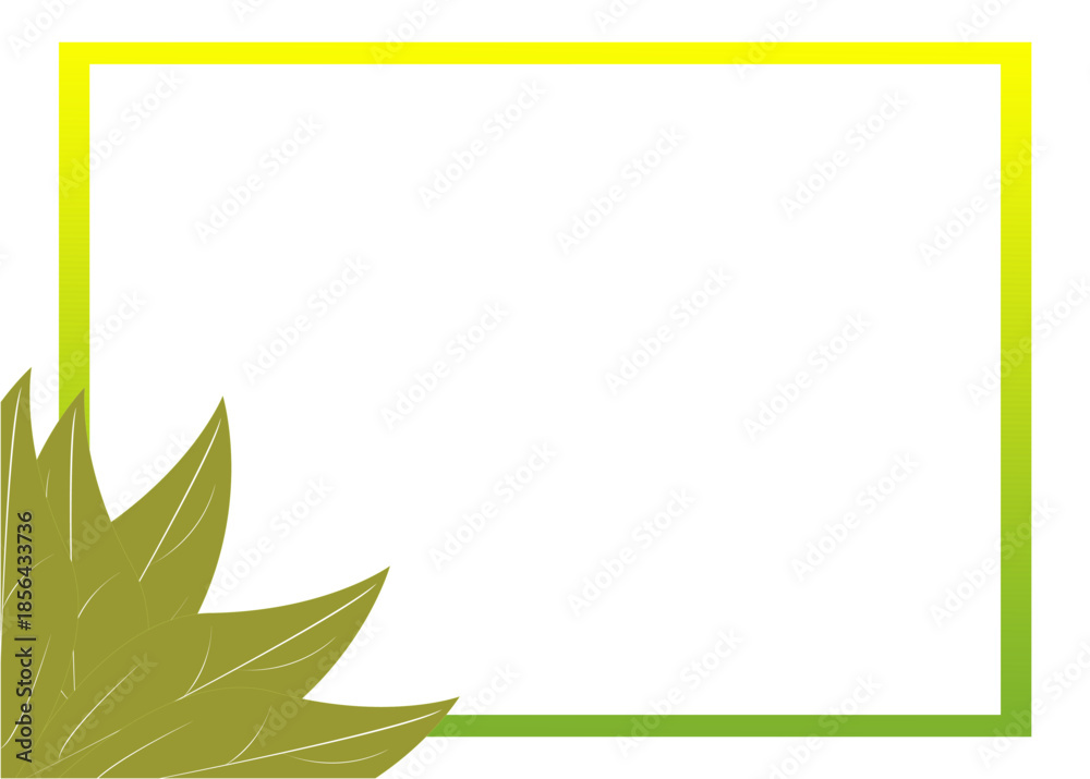 Fototapeta premium Green leaves frame with a gradient border for a natural theme or design element