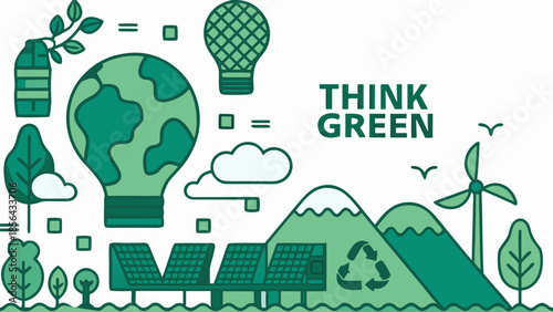 Sustainable future eco friendly concepts including renewable energy and environmental awareness