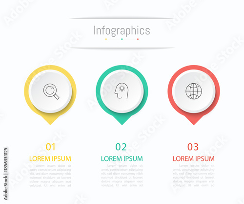Infographic 3 options design elements for your business data. Vector Illustration.