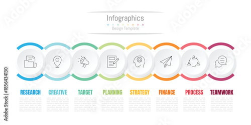 Infographic 8 options design elements for your business data. Vector Illustration.