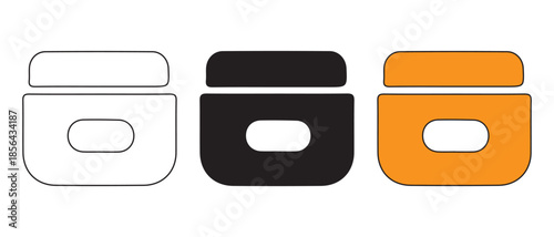 A set of cream jar icons in different styles including outline, solid black, and solid orange.