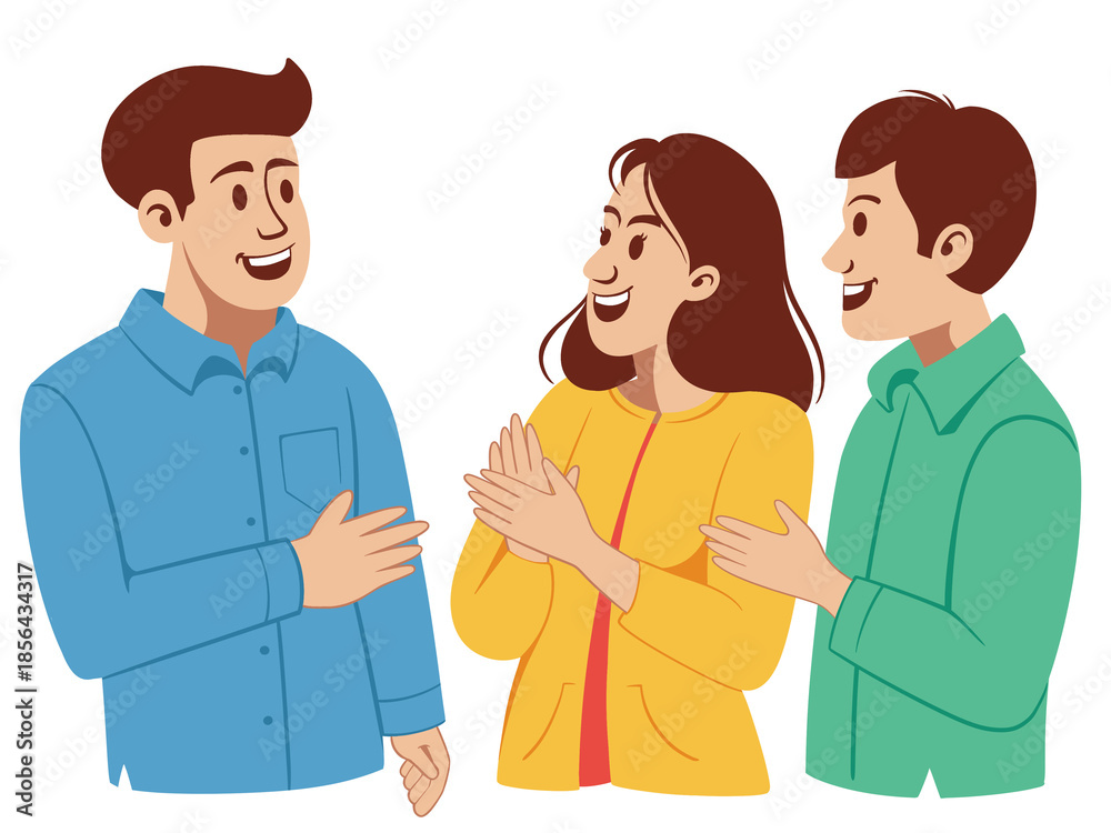 Obraz premium three business people talking together flat illustration isolated transparent background 