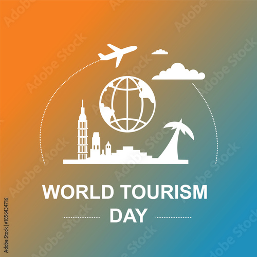 World Tourism Day Globe Travel Destination and Global Aviation Logo Vector logo template
