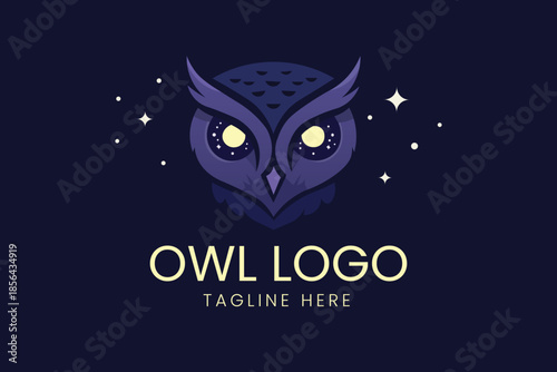 Wise Owl Bird Night Forest Wisdom and Intelligence Icon Vector logo template