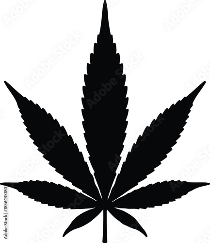 Silhouette cannabis leaf isolated on white background Vector Illustration