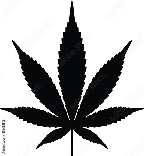 Silhouette marijuana leaf isolated on white background Vector Illustration