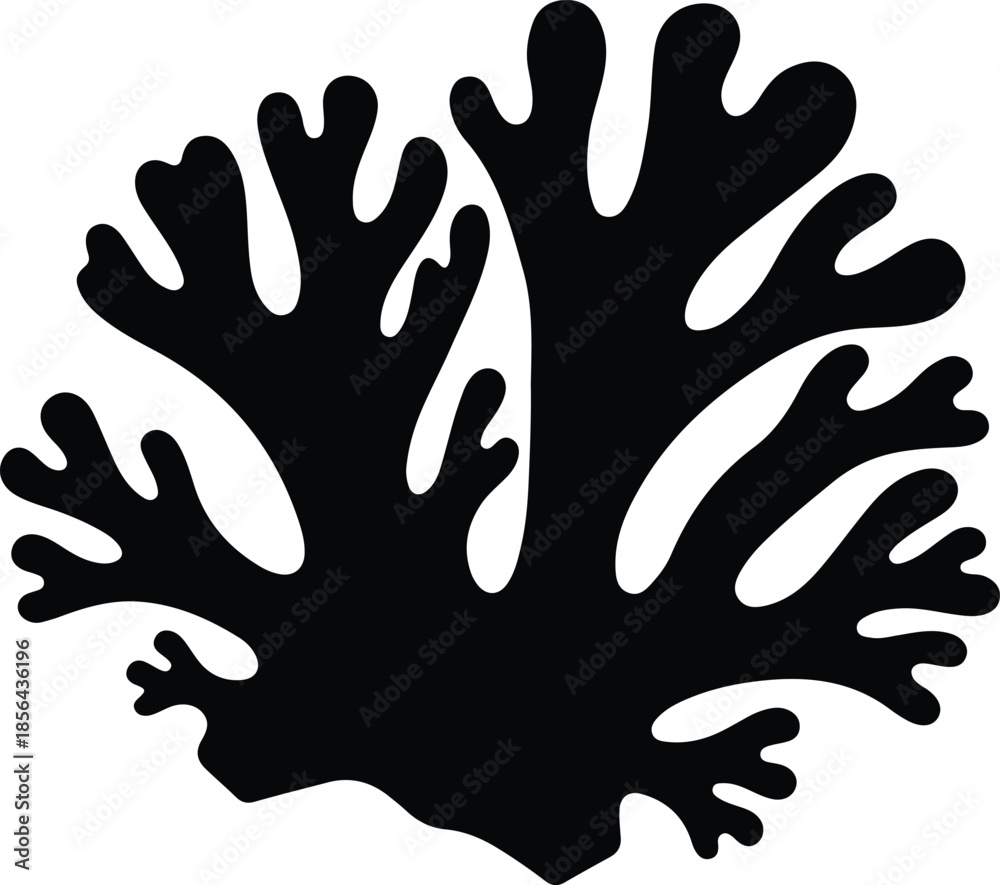 Obraz premium Silhouette of coral reef plant on white background Vector Illustration