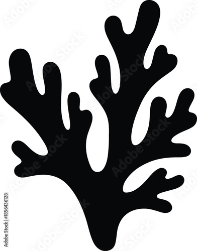 Silhouette of black coral branch on white background Vector Illustration