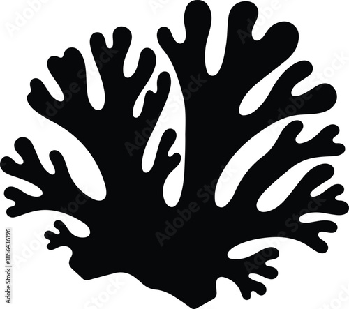 Silhouette of coral reef plant on white background Vector Illustration