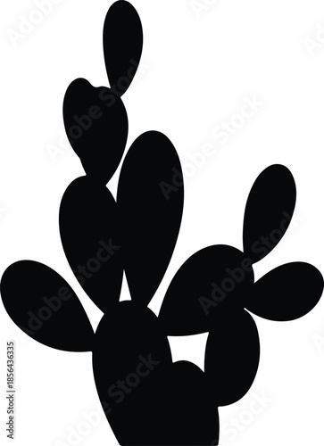 Silhouette of prickly pear cactus plant abstract shape Vector Illustration