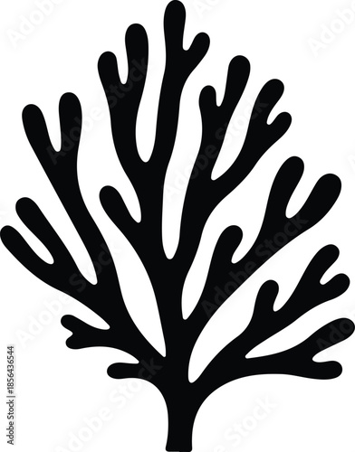 Silhouette stylized branching coral underwater plant Vector Illustration