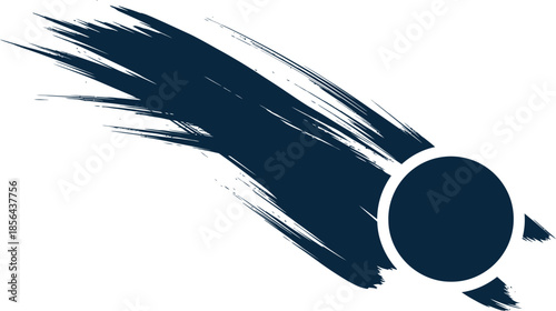 Abstract brush stroke art with circular element and black accents