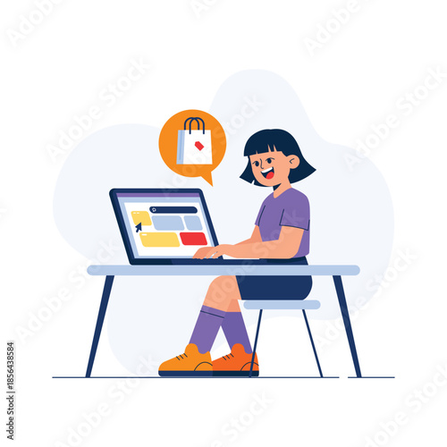 A visually appealing flat illustration of online shopping