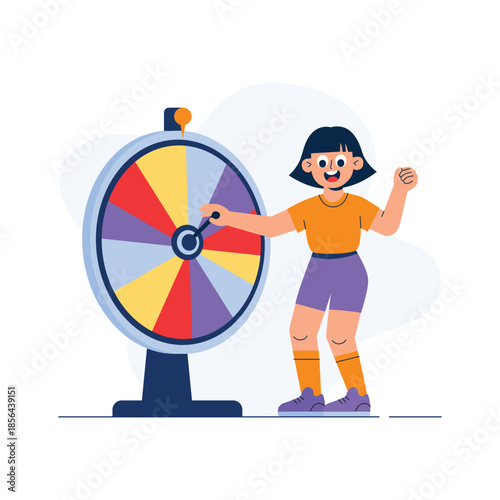 A captivating flat illustration of spin wheel promotion