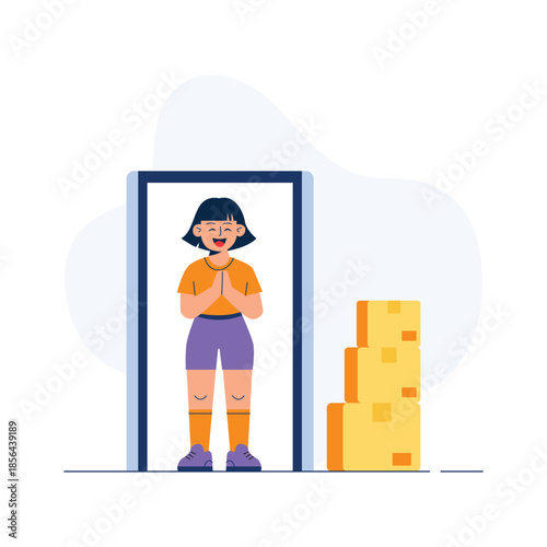 A detailed flat illustration of order fulfillment process, ready to use vector