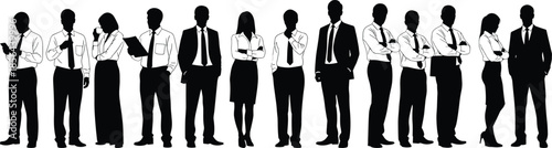 Business, silhouette, team, professional, corporate, workforce, formal, attire, suit, tie, diversity, group, standing, leadership, organization, unity, people, office, staff, concept