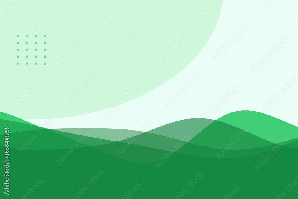 Obraz premium Green Hills Landscape in Minimalist Style with Soft Gradient and White Sky for Eco-Friendly Branding