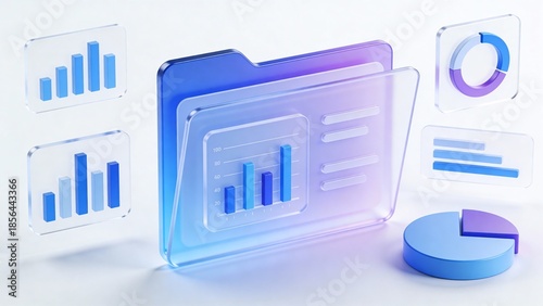 Data analysis charts and folder