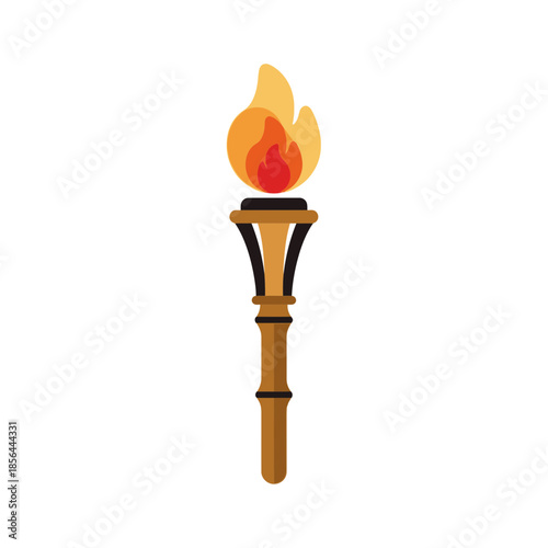 A torch with a flame on a white background.