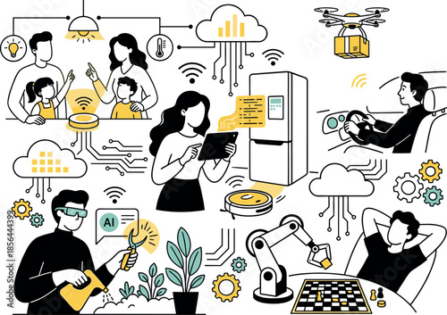 Smart Home and Internet of Things IoT Flat Vector Illustration