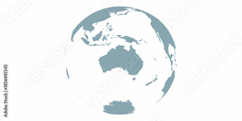 Stylized world map focusing on asia and australia with a white background