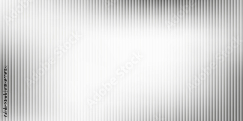 Acrylic satin corrugated glass texture light gray background. Blurred soft ribbed transparent striped door window overlay. Metal silver reeded polycarbonate sheet. Abstract vertical gradient pattern