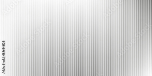 Acrylic satin corrugated glass texture light gray background. Blurred soft ribbed transparent striped door window overlay. Metal silver reeded polycarbonate sheet. Abstract vertical gradient pattern