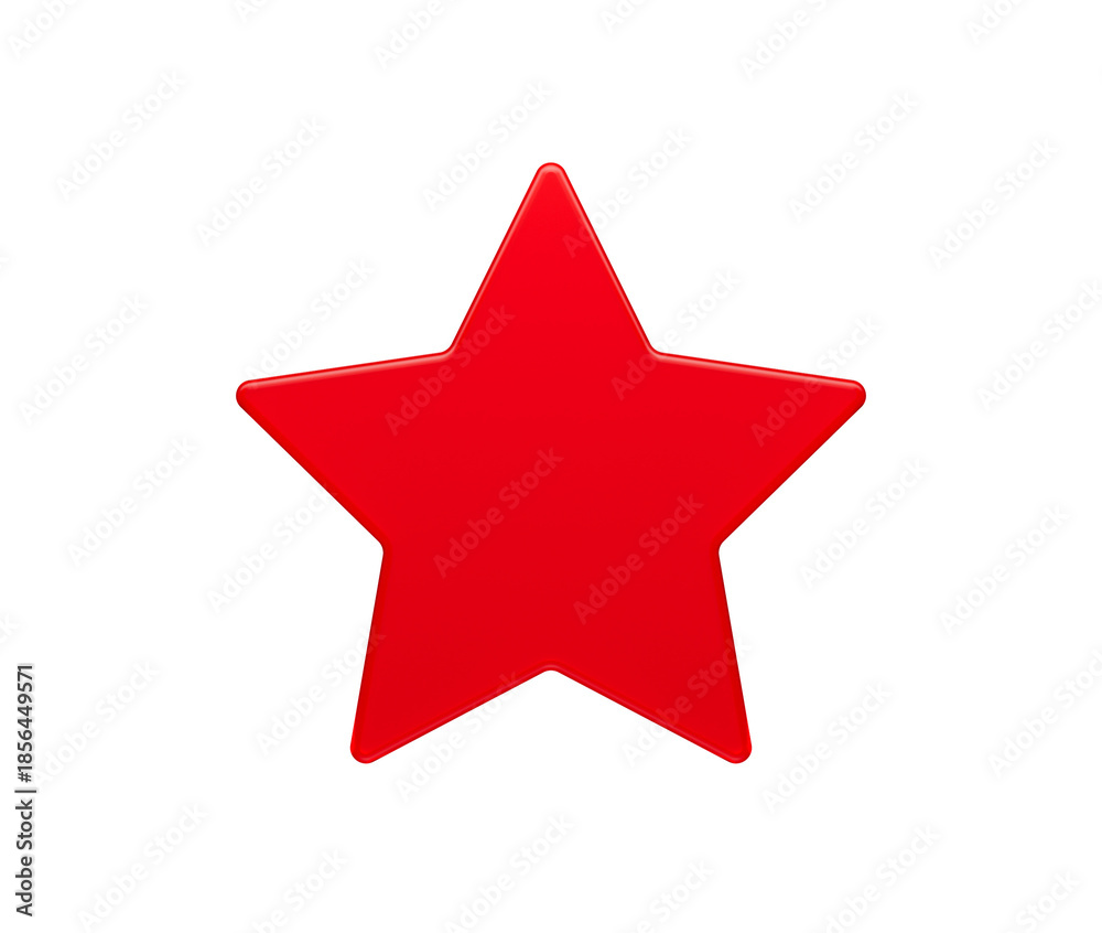 Fototapeta premium Vibrant red 3D star icon with subtle reflections and smooth edges. 3d illustration