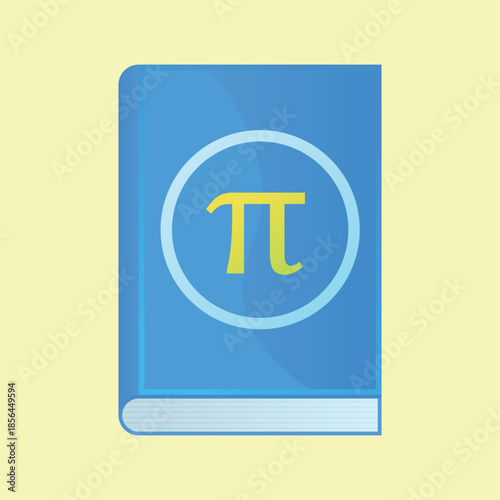 Blue Mathematics Textbook with Pi Symbol Flat Vector Illustration for Science Education and Geometry Learning