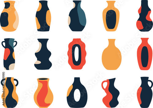 Artistic Collection of Abstract Vases Illustration for Decorative Design