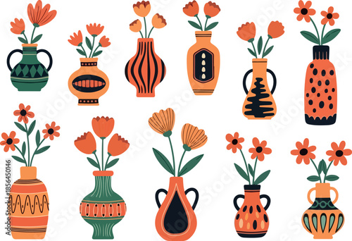 Whimsical Flower Arrangements in Decorative Vases