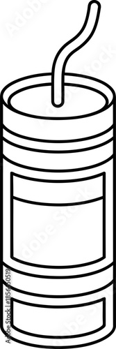 simple line drawing of a barrel with a bent tube coming out of the top