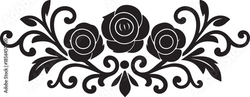 Roses with ornate vines and leaves vector illustration