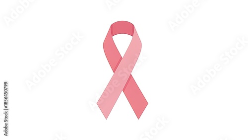 Simple Flat Design Pink Ribbon Awareness Symbol Illustration on White Background