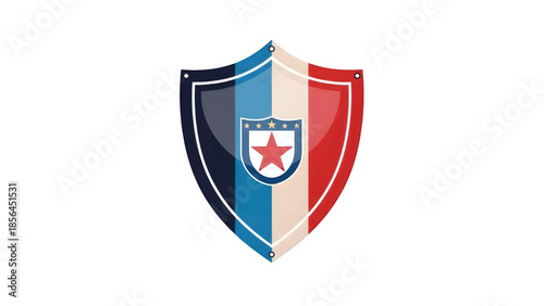 Shield logo with red star isolated on transparent background Free Download Shield logo with red star isolated on transparent background - GFXLoad