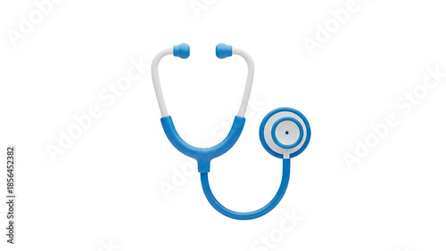 Blue and white stethoscope on transparent background
