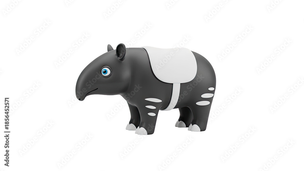 Fototapeta premium Cute Cartoon Tapir with Saddle