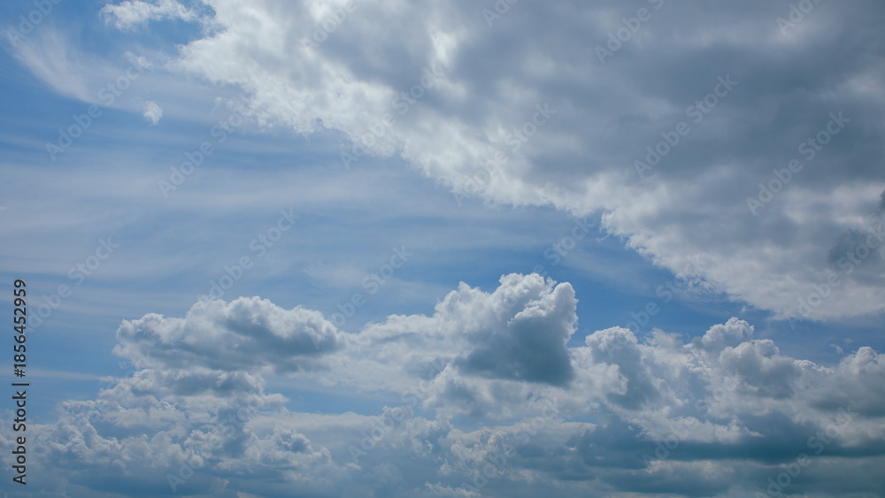 Fototapeta premium A Beautiful Cloudy Sky Featuring Various, Varying Shades of Blue Across the Horizon