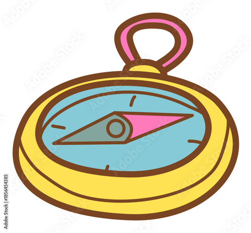 doodle illustration of compas with sticker style and recolorable