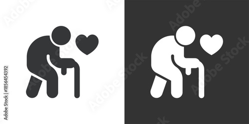 Elderly Care icon. Solid glyph series icon
