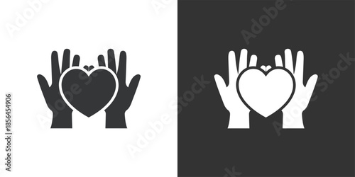 Protecting the Heart icon. Solid glyph series icon