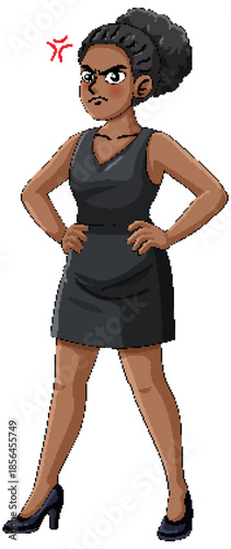 Angry Businesswoman Standing with Hands on Hips