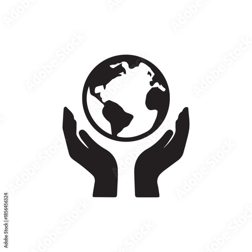 Global Hands icon silhouette vector with white background

