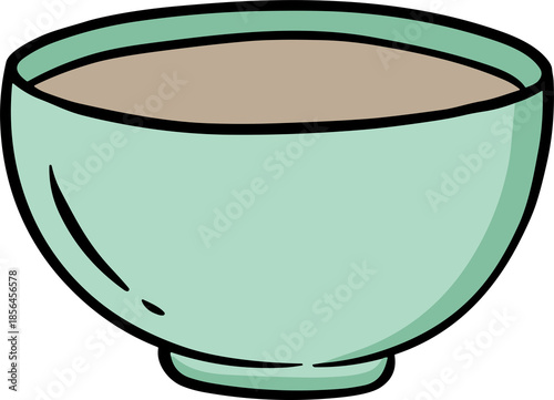 A light green bowl filled with a beige liquid