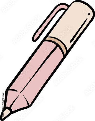 A light pink highlighter pen with a beige cap and clip