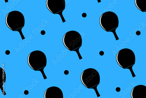 Black Pingpong Paddle Seamless Pattern for Table Tennis Play