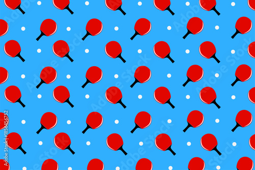 Table Tennis Paddle Pattern Design with Repeating Icons for Sports Background