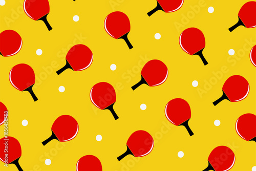 Table Tennis Paddle Pattern Design with Repeating Icons for Sports Background