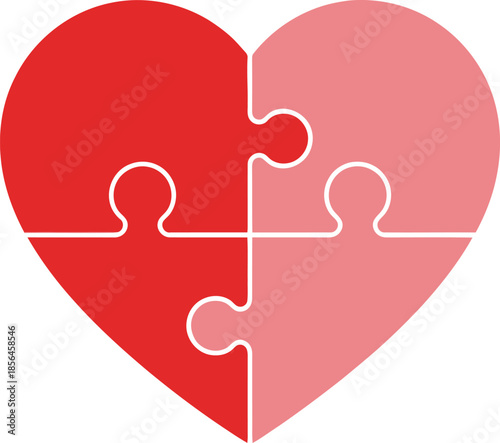 Heart shaped puzzle pieces coming together in love